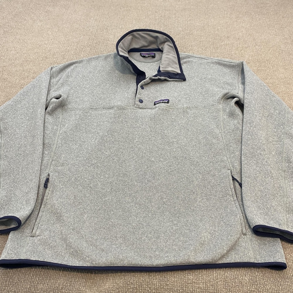 Patagonia Snap-T Jacket Gray Fleece Pullover Snap Pockets Outdoor Hiking Mens XL